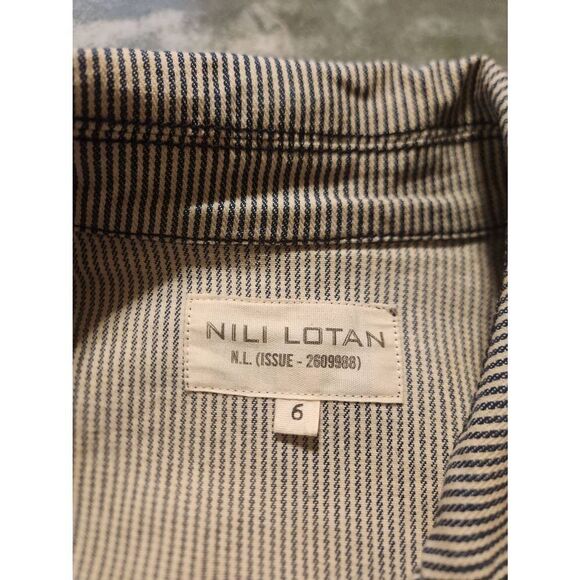 NILI LOTAN Cotton Striped Moto Zipper Jacket sz 6 - Picture 4 of 6